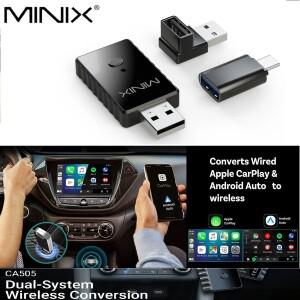 MINIX CA505 유선에서 무선 카플레이 어댑터로 변환  안드로이드 오토  WiFi 6 블루투스 5.4 플매트 카펫
