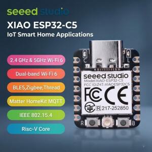 5GHz ESP32 C5 Seeed Studio XIAO Wi-Fi 6 모듈 개발 보드 RISC-V  블루투스 IEEE Zigbee Thread Matter Ho