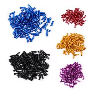 50pcs 자전거 브레이크 와이어 엔드 캡 블랙/블루/레드/골드/슬리버 알루미늄 합금 케이블 팁 산악