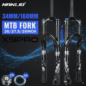 Nanlio X9 PRO MTB 서스펜션 포크, 34mm 스탠션, 140/160mm 트래블, 27.5/29인치, 리바운드 댐핑 및 락아
