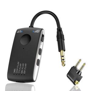 2개의 AIRPODS 또는 BT 기기용 블루투스 5.4 송수신기 비행기 TV PC 헬스장용 무선 어댑터 스위치용 듀얼 링크 APTX 적응형 / 저지연 HD 오디오 지원 송신기
