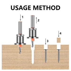 8mm 10mm 생크 조정 가능한 카운터 싱크 목공 라우터 코어 리미터 합금 드릴 비트 목재 밀링 커터 나사