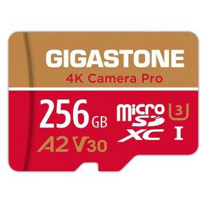 5년 데이터 복구 보증 GIGASTONE 256GB MICRO SD 카드 4K CAMERA PRO 스마트폰용 A2 V30 GOPRO 액션캠 UHD 비디오 닌텐도 스위치 호환 최대 100MB/S 어댑터 포함 UHS-I U3 C10