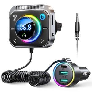 JOYROOM 블루투스 6.0 차량용 어댑터 FM & AUX 하이파이 베이스 96W 고속 충전 | PD 60W 및 2*QC 18W 안전한 무선 라디오 즐거움을 위한 에어벤트 설치 액세서리 선물 세트 트랜스미터