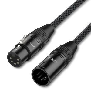 J&D 5핀 XLR DMX 케이블 DMX512 수-암 스테이지 라이트 은도금 커넥터 및 파란색 나일론 꼬임 15피트