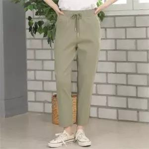 여성 일자 바지 드로스트링 스트레이트 데일리 여성 면 바지 밴딩 스판 가을 베이직 캐주얼 일자핏 편안한