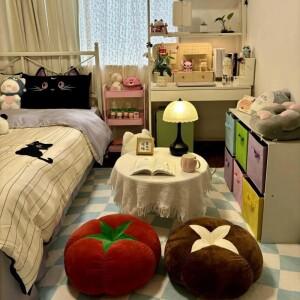 귀엽고 부드러운 버섯 모양 토마토 푸톤 쿠션 베드 인형 베개 게으른 거실 소파