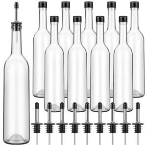 맥스닷 롱넥 유리병 10개와 기념 가정용 주스 결혼 시럽 바 만들기 푸어 보르도 와인 빈 클리어 파티(스테인리스) 주류 와인병