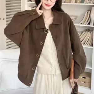 [블랙퀸][블랙퀸] 카라 스웨이드 자켓 오버핏 블루종 blk005207