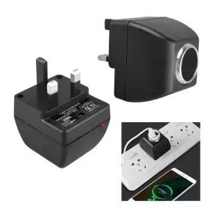 자동차 소켓이 있는 AC 어댑터 충전기 EU 플러그 220V 12V DC로 전자 장치용 가정용으로 사용 가정용