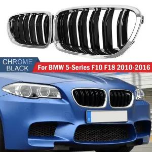 자동차 그릴망 튜닝 BMW 호환 5 시리즈 F10 F11 M5 2010- 스타일링 더블 라인 그릴 키드니 ABS 프론트 후드