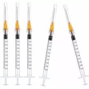 과학 실험실용 100개입 일회용 1mL 주사기 25G 1인치 개별 포장