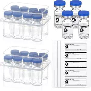 Threlaco 20개입 2ml 멸균 바이알 유리 밀봉 주사 포트 페니실린 병 디자인 내용물 식별용 라벨 스티커