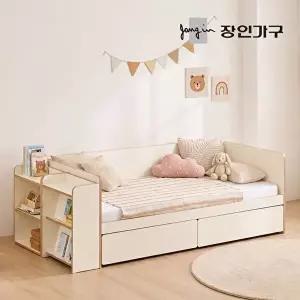 [장인가구](무료) 로빈 어린이 데이베드 서랍형 수납침대 프레임SS+책장+선반+파워본넬