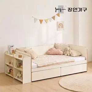 [장인가구](무료) 로빈 어린이 데이베드 서랍형 수납침대 프레임SS+책장2+7존포켓