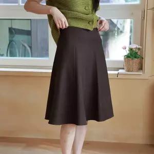 [클리어런스]가을 오피스룩 플레어 A라인 브라운 미디 스커트_5
