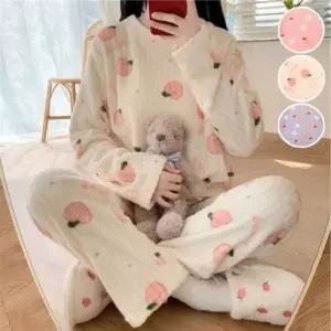 [라일리여성언더웨어] Rly 잠옷 파자마 골지 겨울 포근한 세트 수면 여자잠