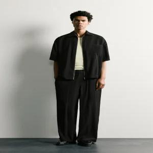 ZARA 자라 릴렉스핏 텍스처 팬츠 - 블랙 7380/100/800