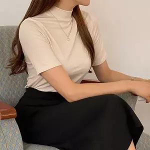 [하프클럽/]5컬러 베이직 무지 반폴라 티셔츠 기본티 이너티 -TS0176H- 여성 가