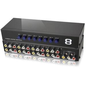 8입력 1출력 TV 스위처 어댑터 DVD HDTV 컨버터 8포트 AV 스위치 박스 컴포지트 셀렉터 RCA 오디오 비디오