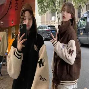 여자 여자점퍼 뽀글이 아우터 집업 배색 가을 야구점퍼 겨울 점퍼 소재