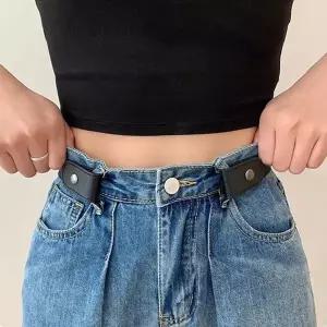 여성 똑딱이버튼 허리조절 캐주얼 스판 벨트