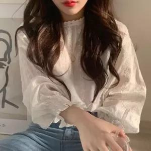 비침있는 이무 예쁜 프릴 플리츠 소매 블라 플레어
