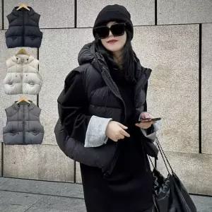 여성 후드 숏 스트릿 레이어드 베스트 ATZ