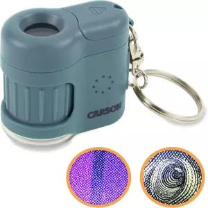 Carson MicroMini 20배 LED 조명 포켓 현미경 키체인 성인을 위한 야외 내장 UV 및 손전등이 포함된 -