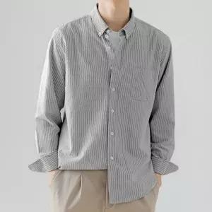 와이셔츠 셔츠 카라 가을남방 남방 남친룩 대학생룩 스트라이프 남성 데일리룩 긴팔