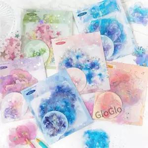 10 Pcs 다채로운 시리즈 장식 스티커 수채화 호일 스탬핑 콜라주 Scrapbooking 라벨 Diy 일기 저널 플래너