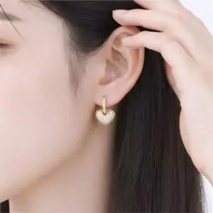여성 귀걸이 큐빅 귀걸이 데일리 원터치 하트 선물 주얼리 심플한
