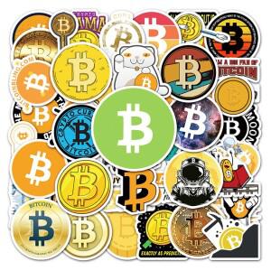 10/30/50pcs Bitcoin 암호화 된 가상 통화 BTC 스티커 데칼 어린이 장난감 DIY 노트북 스케이트 보드 수하