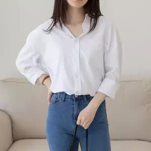 [기타브랜드]오버핏 루즈핏 무지 스판 여성 긴팔 셔츠 롱 남방 7color