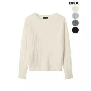 [BNX]울 혼방 꽈베기 라운드 니트