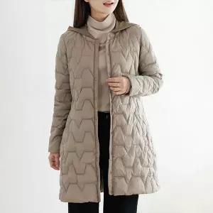 (~88size)카뉴니트후드오리털롱경량패딩 OUE6058
