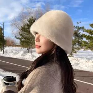 리온 밍크모자여성 방한 햇 방한모자 엄마 울 천연