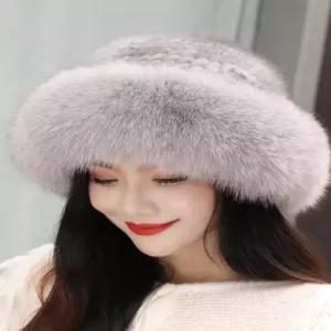 리온 밍크모자여성 방한모자 패션 겨울모자 챙 따뜻한 할머니