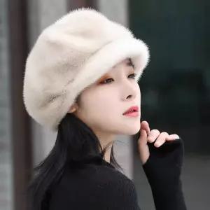 리온 밍크모자여성 여성 할머니 모피 밍크 겨울 모자