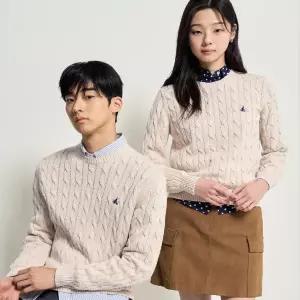 [백화점 정품] 빈폴 25SS [SS26][Essential] 남녀공용 코튼 케이블 니트 - 아이보리 :BC6151E050