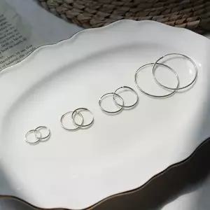 행운 상징 고급 [은침] 올실버 silver92.5 파이프링 귀걸이 1쌍(2개) 예쁜 액세서리 심볼 소품