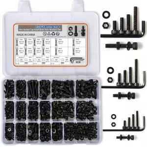 ATHYUTH 미터법 소켓 헤드 캡 나사 및 볼트 모음 키트 M3 M4 M5 기계 너트 와셔 세트 840PCS 등급 12.9