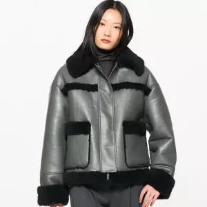 WOMAN 루즈핏 퍼 무스탕 [GREY] / WBC4L09509