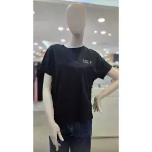 갤러리아 새틴 배색 장식 반팔 티셔츠 VOCAS5M6486