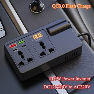 인터페이스 자동차 인버터 전원 어댑터 DC 12V/24V AC 220V 변환기 QC 3.0 USB/PD/Type-C 충전기 전압 검