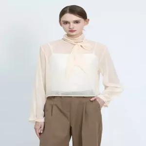 [(OZOC)] 시스루 타이쉬폰 긴팔블라우스 (택가격 114000원)