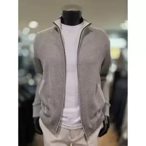 [바쏘옴므] Z1WA94A S/S 그레이 면혼방 하이넥 짚업 카디건