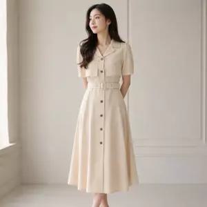 JJ지고트턴업 오픈 칼라 플레어 원피스 GR5A0OP541