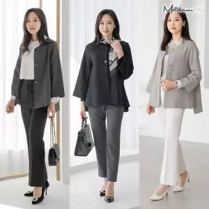[하프클럽/마담4060]엄마옷 마담4060 노카라플레어자켓 여성 데일리(3color)(~110size) -FHJK2401001-