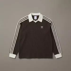 ADIDAS 와플 롱 슬리브 폴로 티 - 다크브라운 / KQ6868